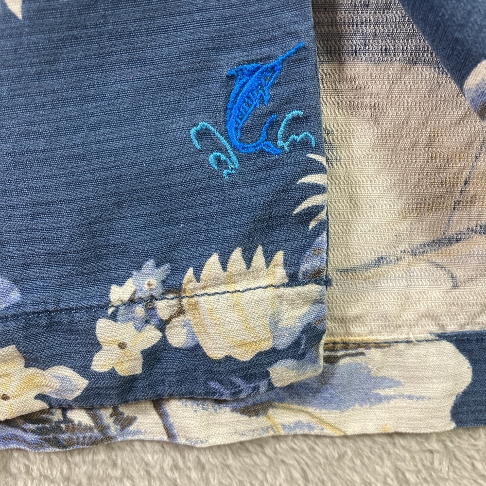 Tommy Bahama Hawaiian Shirt Men Large All Over Print Blue Silk Button Up Casual - Picture 14 of 16